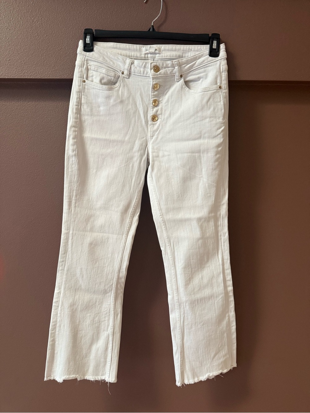 Springfield White Cropped Straight-Leg Jeans